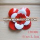 Full hand-made double color leather flower with black bead centers for shoes accesories decoration